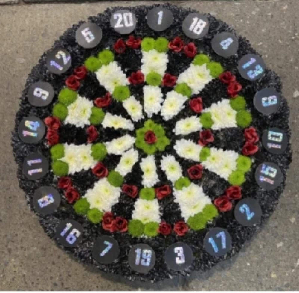 Dartboard funeral tribute