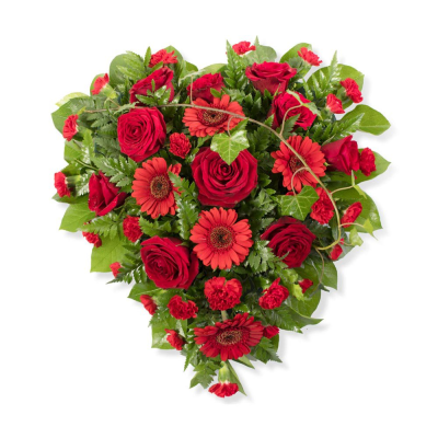 Heart SYM-323 - A full heart of elegant red and green flowers.