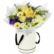 Eliza Hand Tied Arrangement displayed in a Tall Hat Box